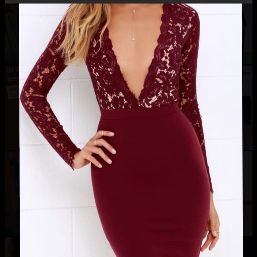 Lulus Lace Long Sleeve Dress